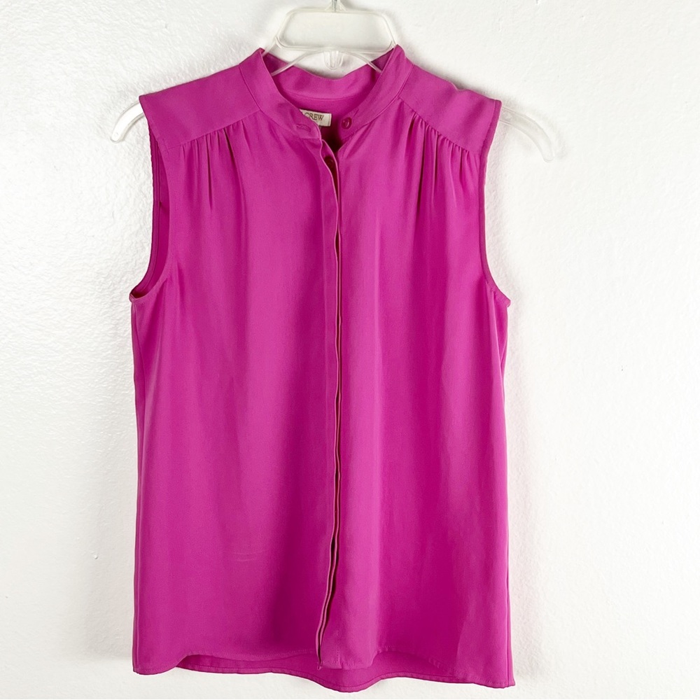J. CREW Factory Fuchsia Sleeveless Hidden Button Panel Blouse, Size 0